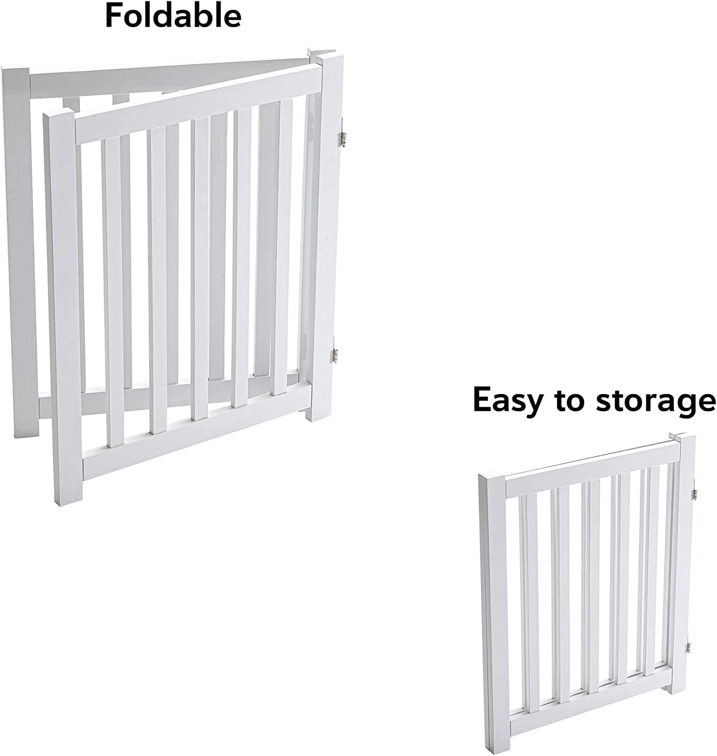 Solid Hardwood Freestanding Pet Gate,Wooden Dog Gates for Doorways,Nature Wood Dog Gates for the House,Dog Gate for Stairs,Freestanding Indoor Gate Safety Fence,White,24" Height-2 Panels