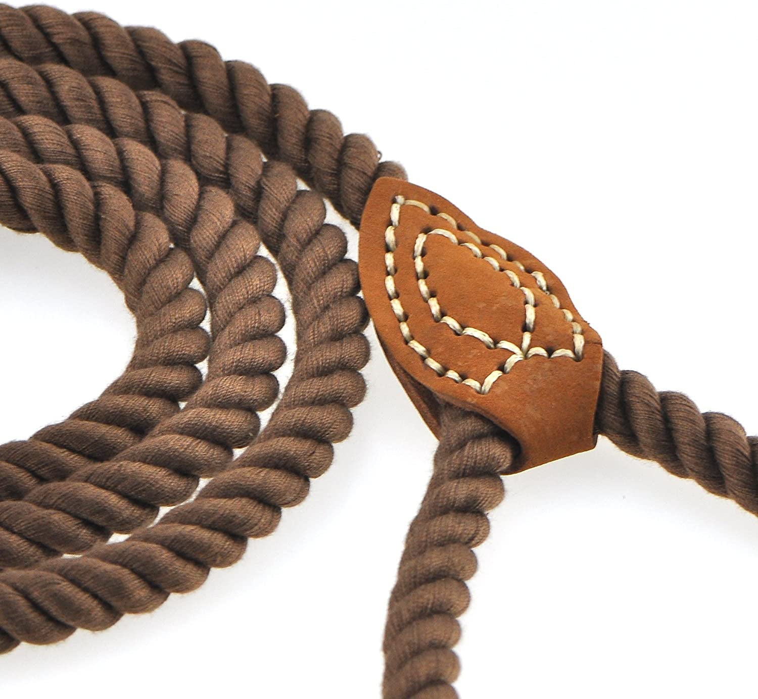 Dog Leash | Braided Cotton Rope Dog Leashes with Leather Tailor Tip | 5 Feet Dog Leash W Heavy Duty Metal Clasp | Wedding Dog Leash (Dark Brown, 60 Inches)