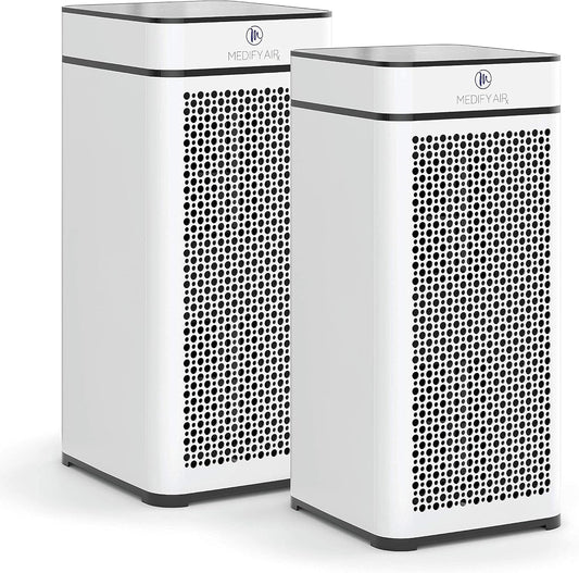 Medify MA-40 Air Purifier with True HEPA H13 Filter | 1,793 Ft² Coverage in 1Hr for Smoke, Wildfires, Odors, Pollen, Pets | Quiet 99.9% Removal to 0.1 Microns | White, 2-Pack