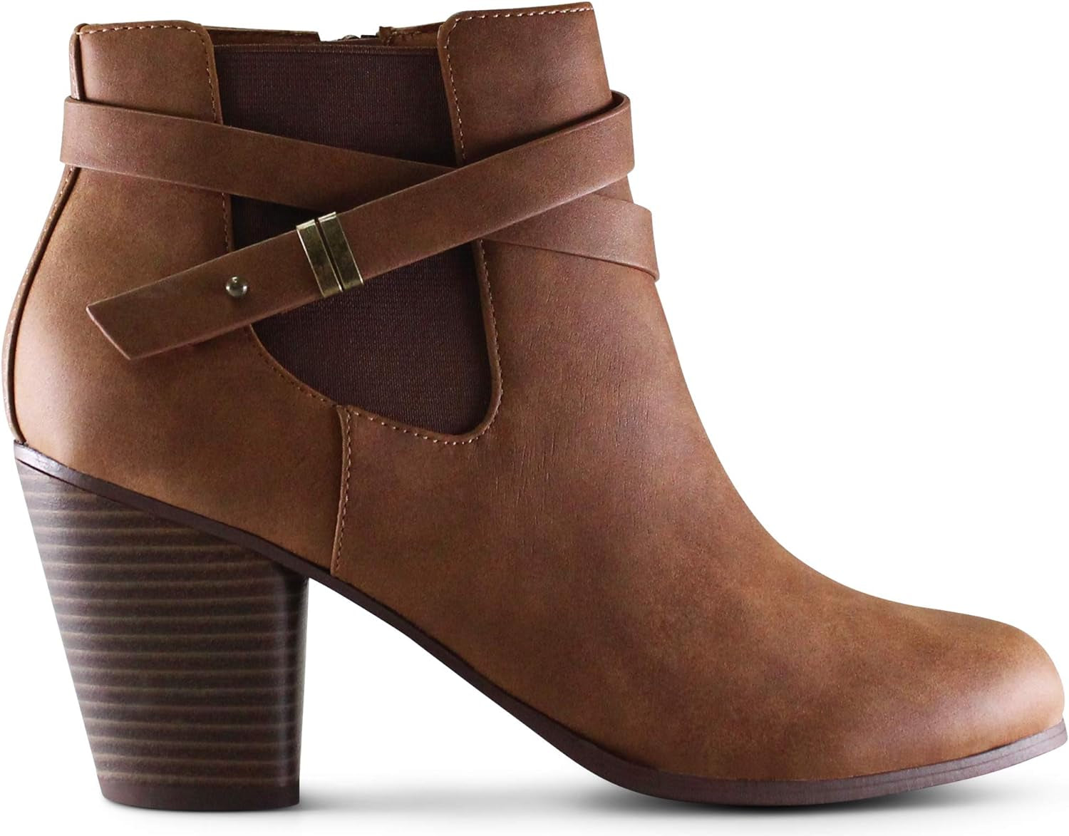 Montreal Women'S Almond Toe High Chunky Block Stacked Heels Ankle Booties Boots