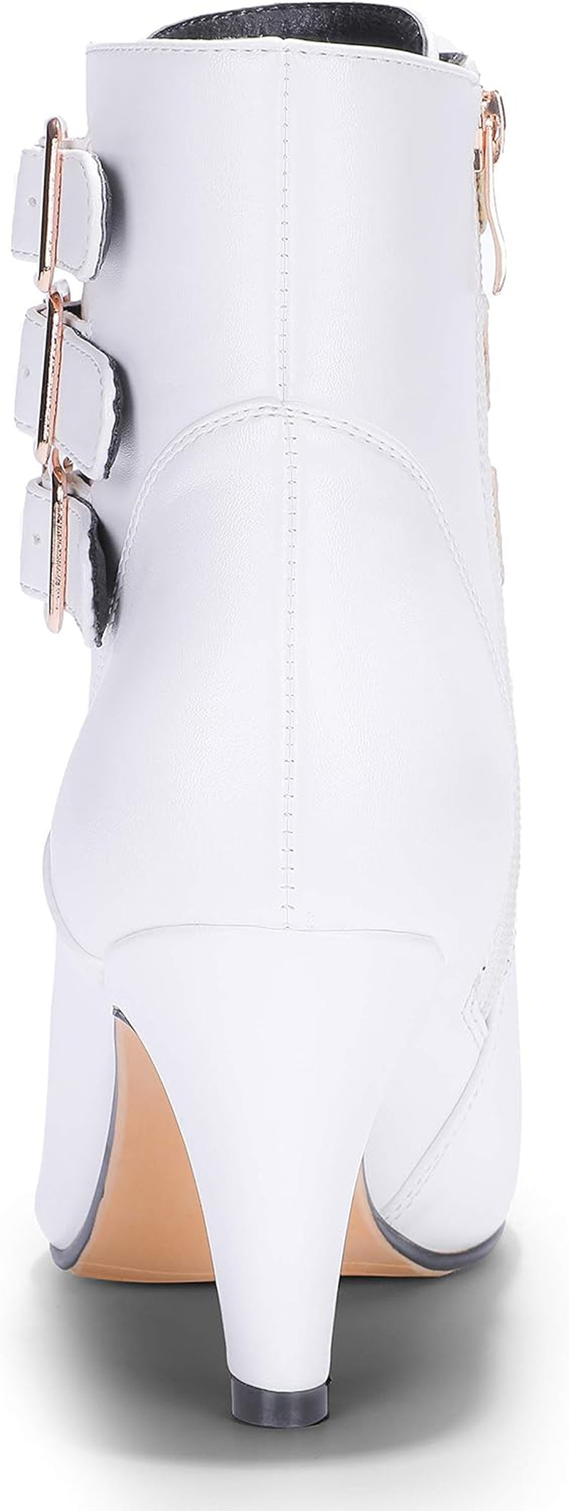 Women'S Buckle Strap Ankle Booties 3 Inch Pointed Toe Zipper Heels Dress Jeans Boots