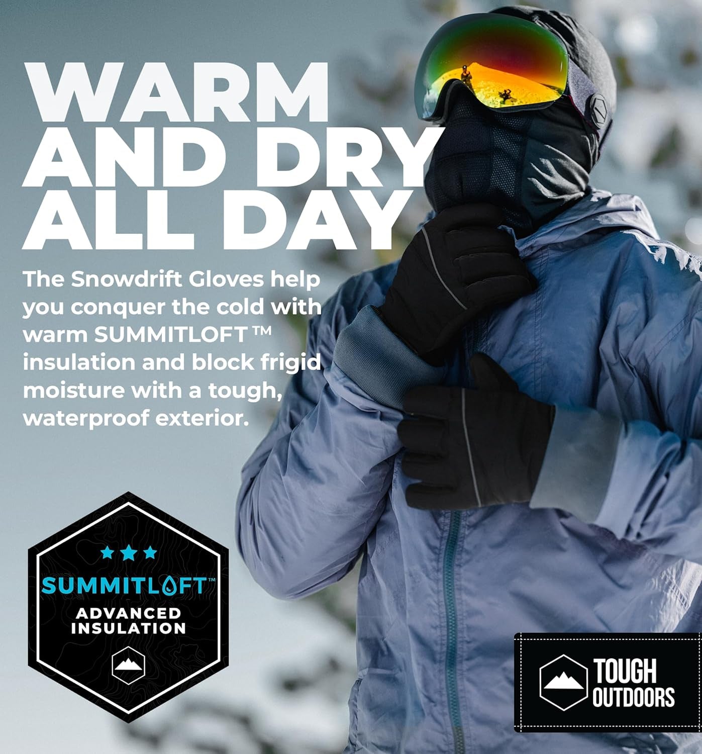 Snow Gloves for Men & Women - Skiing Gloves & Waterproof Gloves - Adult Ski Gloves - Snowboarding Gloves Waterproof Insulated