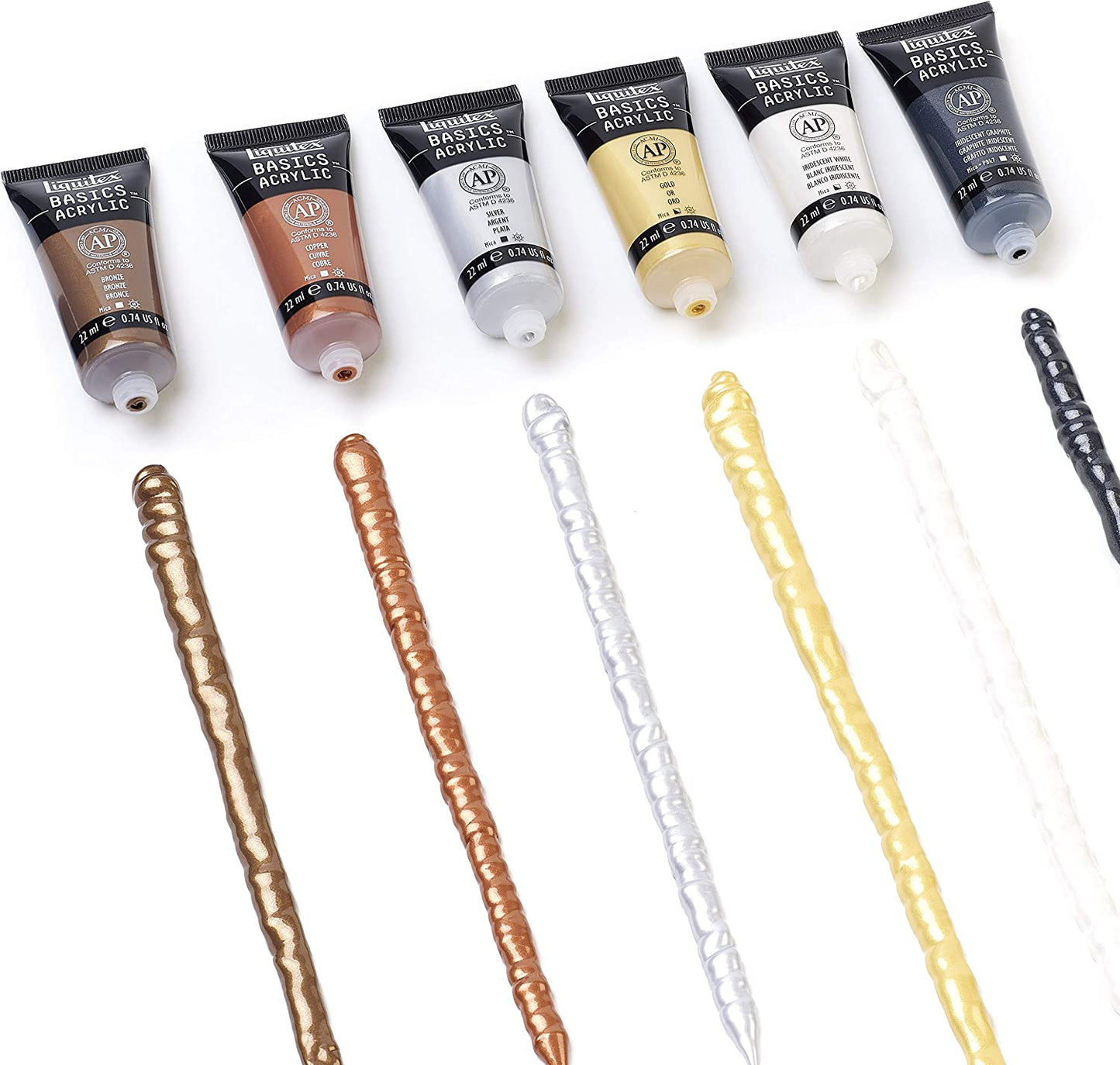 BASICS Acrylic Paint Set, 6 X 22Ml (0.74-Oz) Tube Paint Set, Metallic & Iridescent
