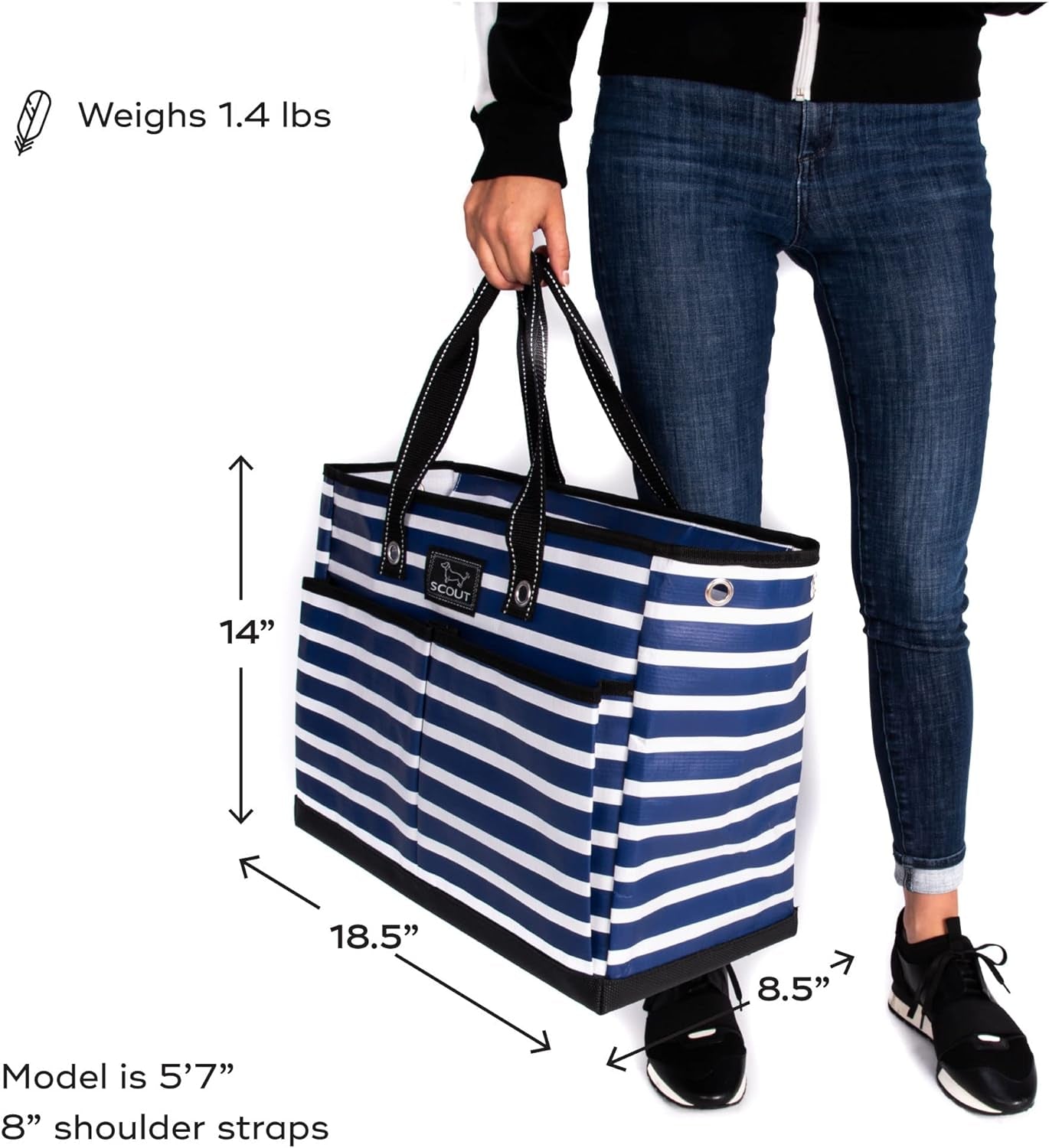 BJ Bag - Large, Utility Tote Bag for Women, Nurses, Teachers and Moms with Zipper & 4 Exterior Pockets for Organizing.