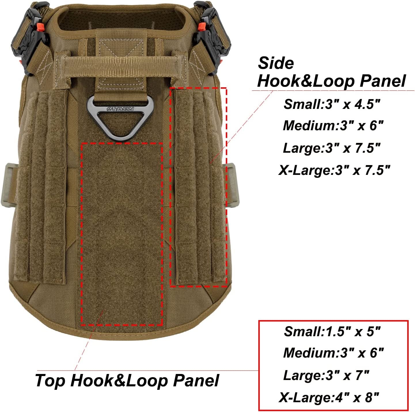 Tactical Dog Harness,X-Large Size, 2X Metal Buckle,Working Dog MOLLE Vest with Handle,No Pulling Front Leash Clip,Hook and Loop Panel