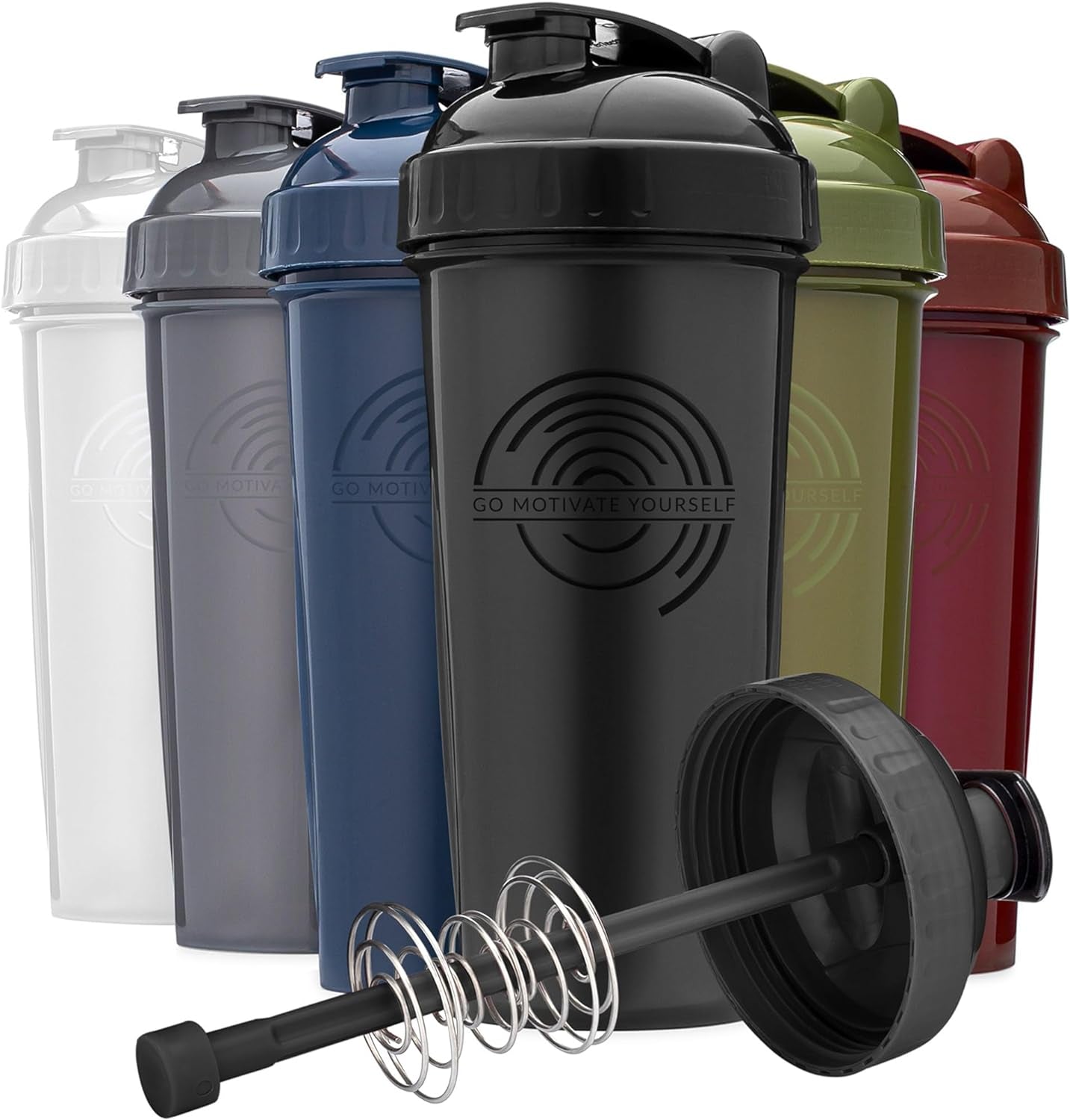 28-Ounce Shaker Bottle with Action-Rod Mixer | Shaker Cups with Motivational Quotes | Protein Shaker Bottle Is BPA Free and Dishwasher Safe | Black & Moss