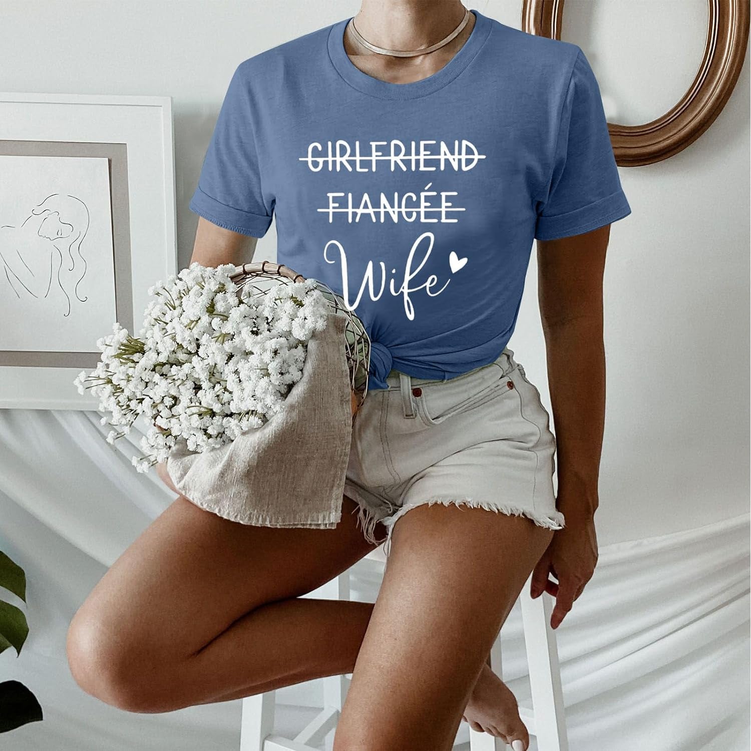 Girlfriend Fiancee Wife Tee Shirt Women Bride Honeymoon Vacation Tshirt Engagement Announcement Tees Tops Shirt