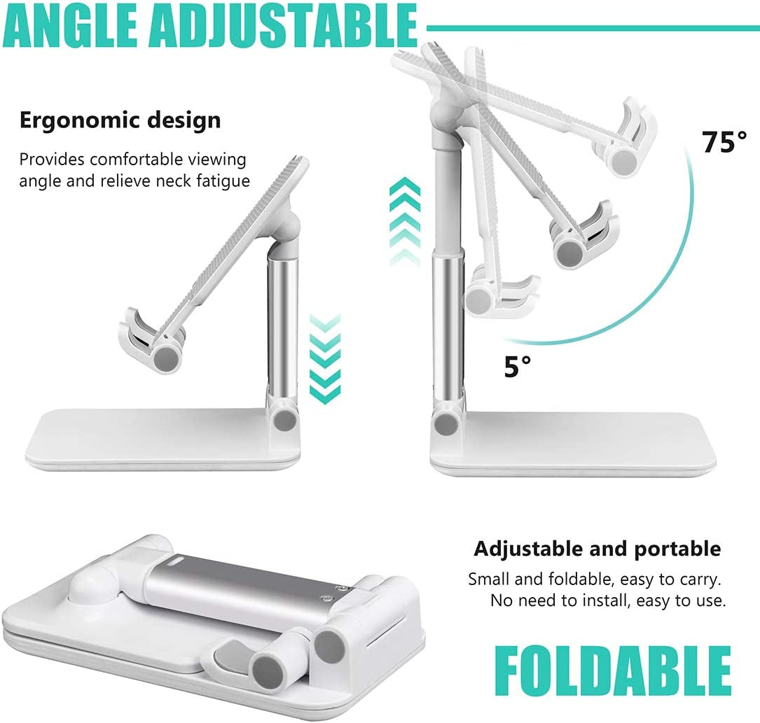 Cell Phone Stand for Desk,Angle Height Adjustable Phone Holder for Office,Compatible with Iphone15 14 13 12 11 Pro XS Max XR 8 7 6S Plus,Samsung S20+Note10,Tablets,Charging Accessories