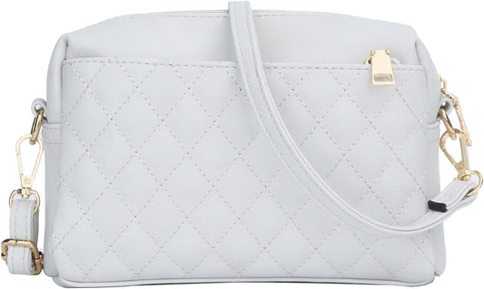 Triple Zip Lightweight Small Crossbody Bags for Women Quilted Shoulder Purses and Handbags