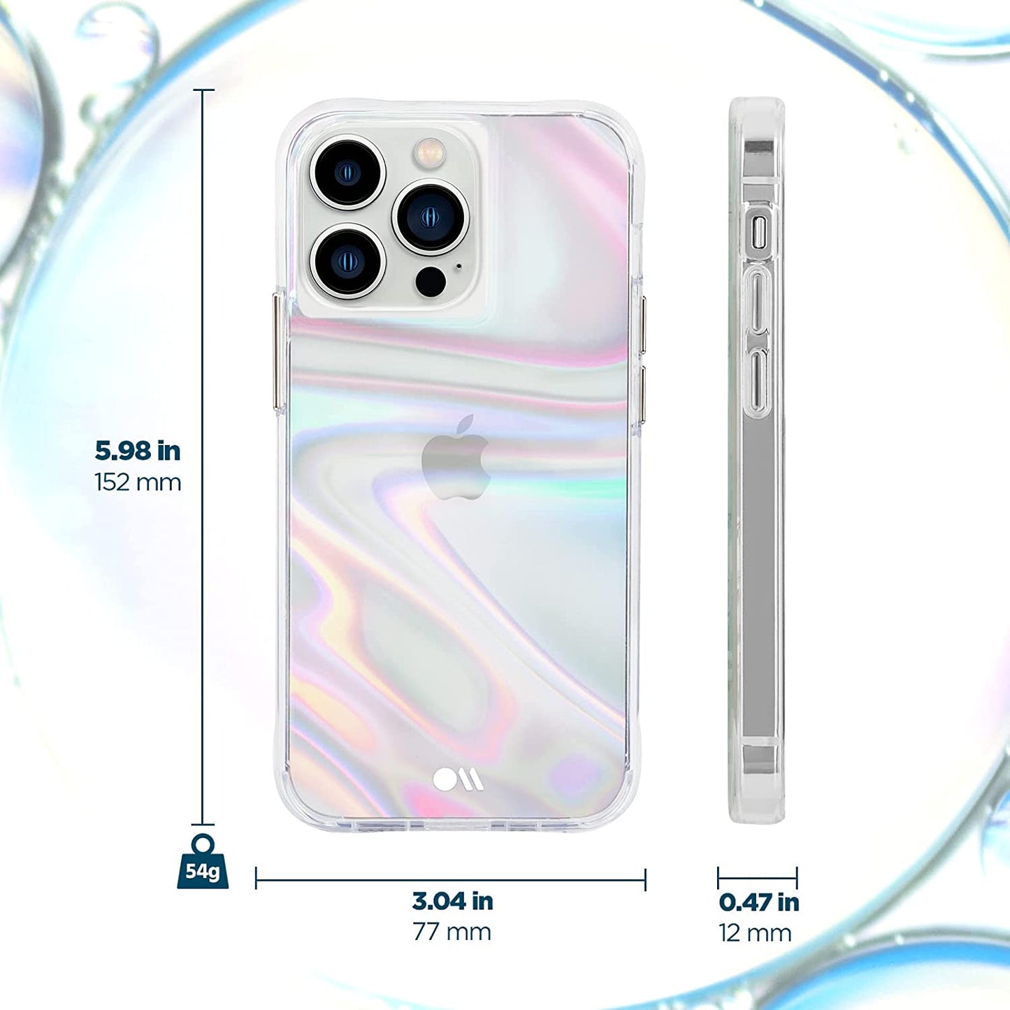 Iphone 13 Pro Case - Soap Bubble [10FT Drop Protection] [Wireless Charging Compatible] Luxury Cover with Iridescent Swirl Effect for Iphone 13 Pro 6.1", Anti-Scratch, Shockproof Materials