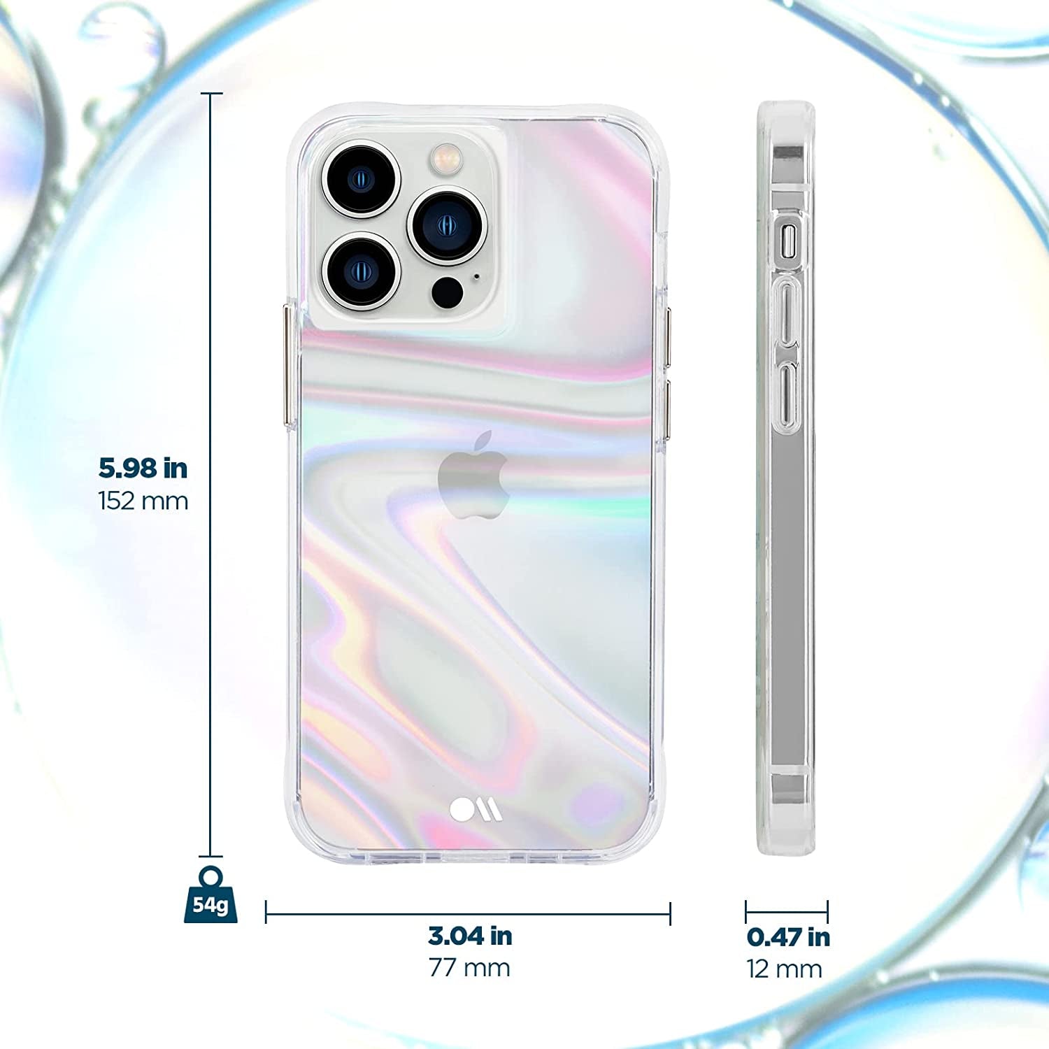 Iphone 13 Pro Case - Soap Bubble [10FT Drop Protection] [Wireless Charging Compatible] Luxury Cover with Iridescent Swirl Effect for Iphone 13 Pro 6.1", Anti-Scratch, Shockproof Materials