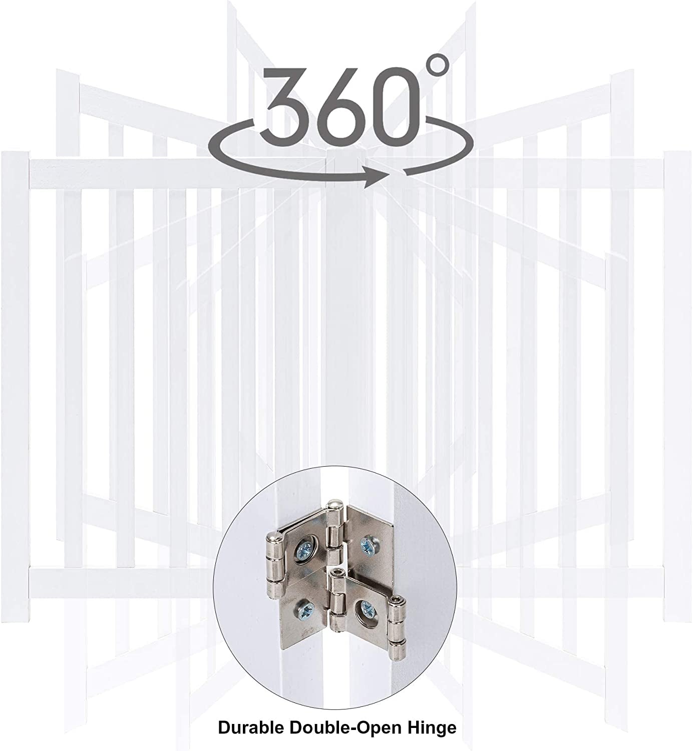 Solid Hardwood Freestanding Pet Gate,Wooden Dog Gates for Doorways,Nature Wood Dog Gates for the House,Dog Gate for Stairs,Freestanding Indoor Gate Safety Fence,White,24" Height-2 Panels