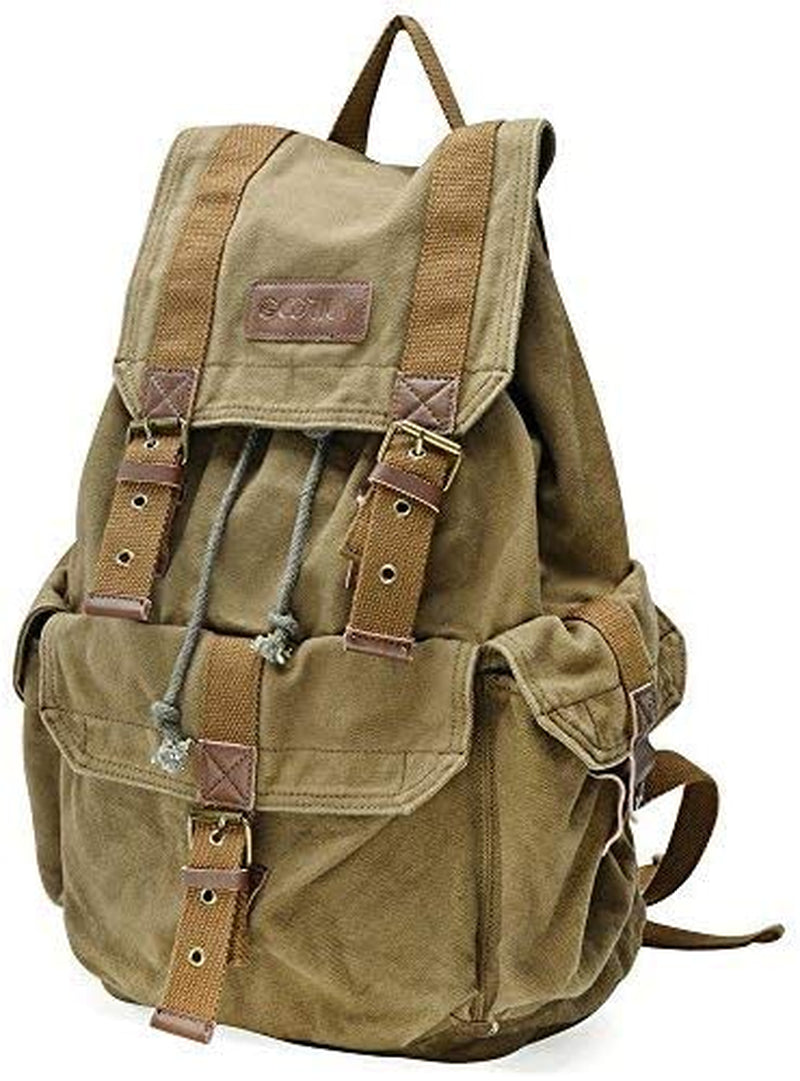 21101AMG Specially High Density Thick Canvas Backpack Rucksack, Army Green, Large
