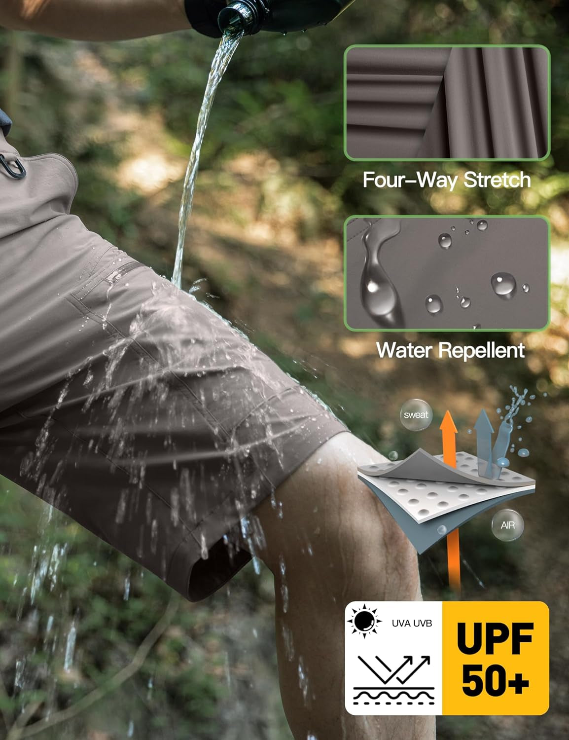 Men'S Cargo Shorts with Belt Lightweight Breathable Quick Dry Hiking Tactical Shorts Nylon Spandex