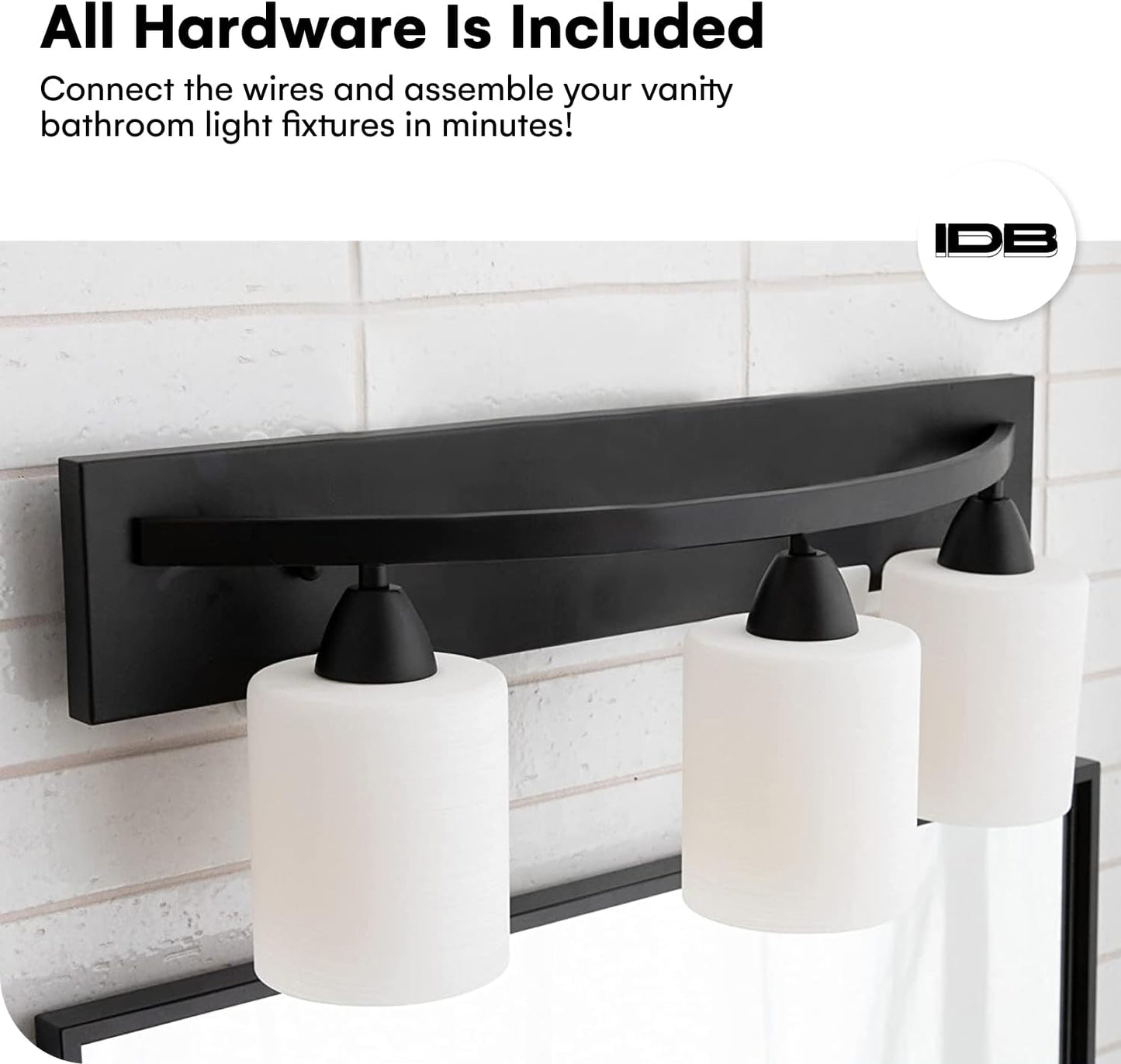Bathroom Vanity Light Fxiture | Interior Bathroom Lighting Bar with Modern Milk Glass Shade | Bathroom Lights over Mirror | Oil Rubbed Bronze, 3Lights, E26 100W LED, Bulbs Not Included