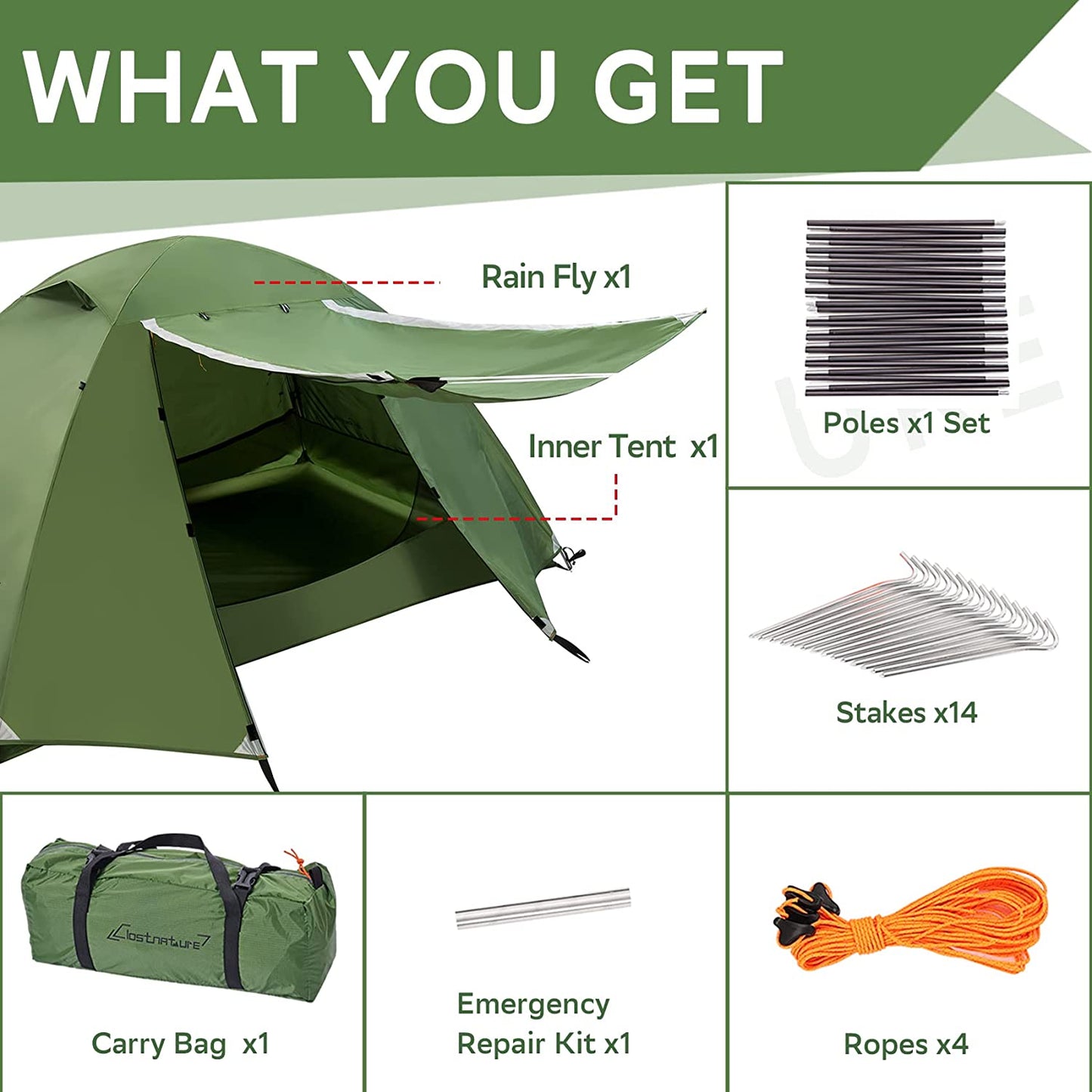 Lightweight Backpacking Tent - 3 Season Ultralight Waterproof Camping Tent, Large Size Easy Setup Tent for Family, Outdoor, Hiking and Mountaineering