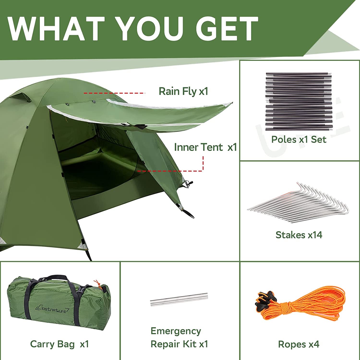 Lightweight Backpacking Tent - 3 Season Ultralight Waterproof Camping Tent, Large Size Easy Setup Tent for Family, Outdoor, Hiking and Mountaineering