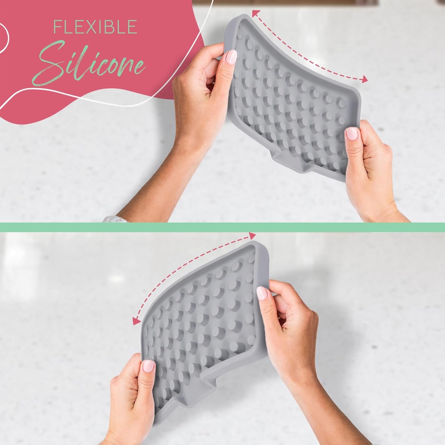 Elite - Large Sink Tray & Organizer - Self-Draining Silicone Soap and Sponge Holder - Kitchen, Bathroom Sink Organizer, Tray for Soap, Sponge, Scrubber