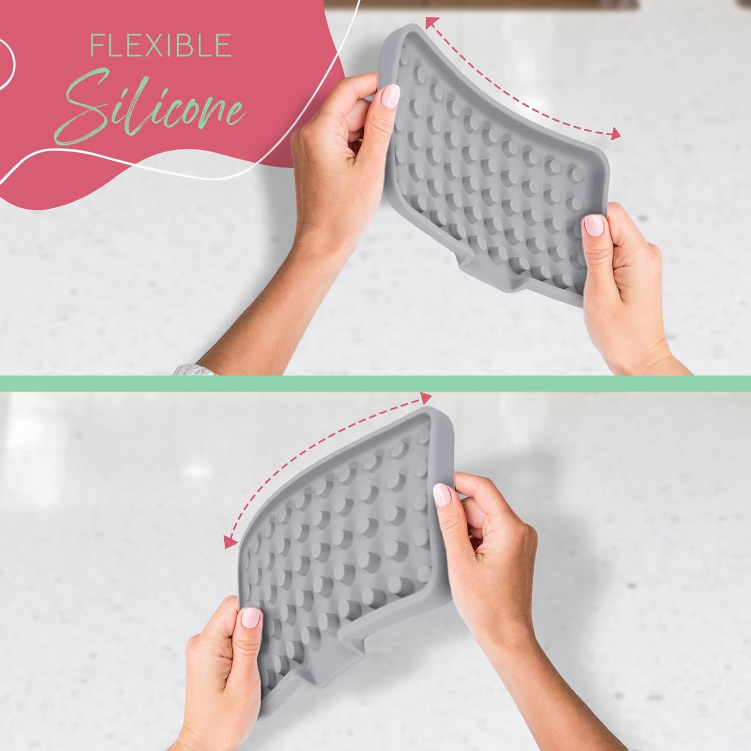 Elite - Large Sink Tray & Organizer - Self-Draining Silicone Soap and Sponge Holder - Kitchen, Bathroom Sink Organizer, Tray for Soap, Sponge, Scrubber