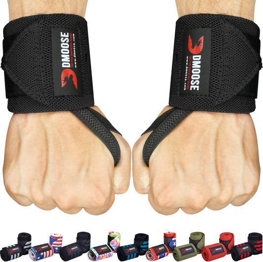 Wrist Straps for Weightlifting 12 and 18 Inches Thumb Loops with Wrist Support for Workouts Powerlifting Wrist Straps for Weight Lifting Men and Women Black II