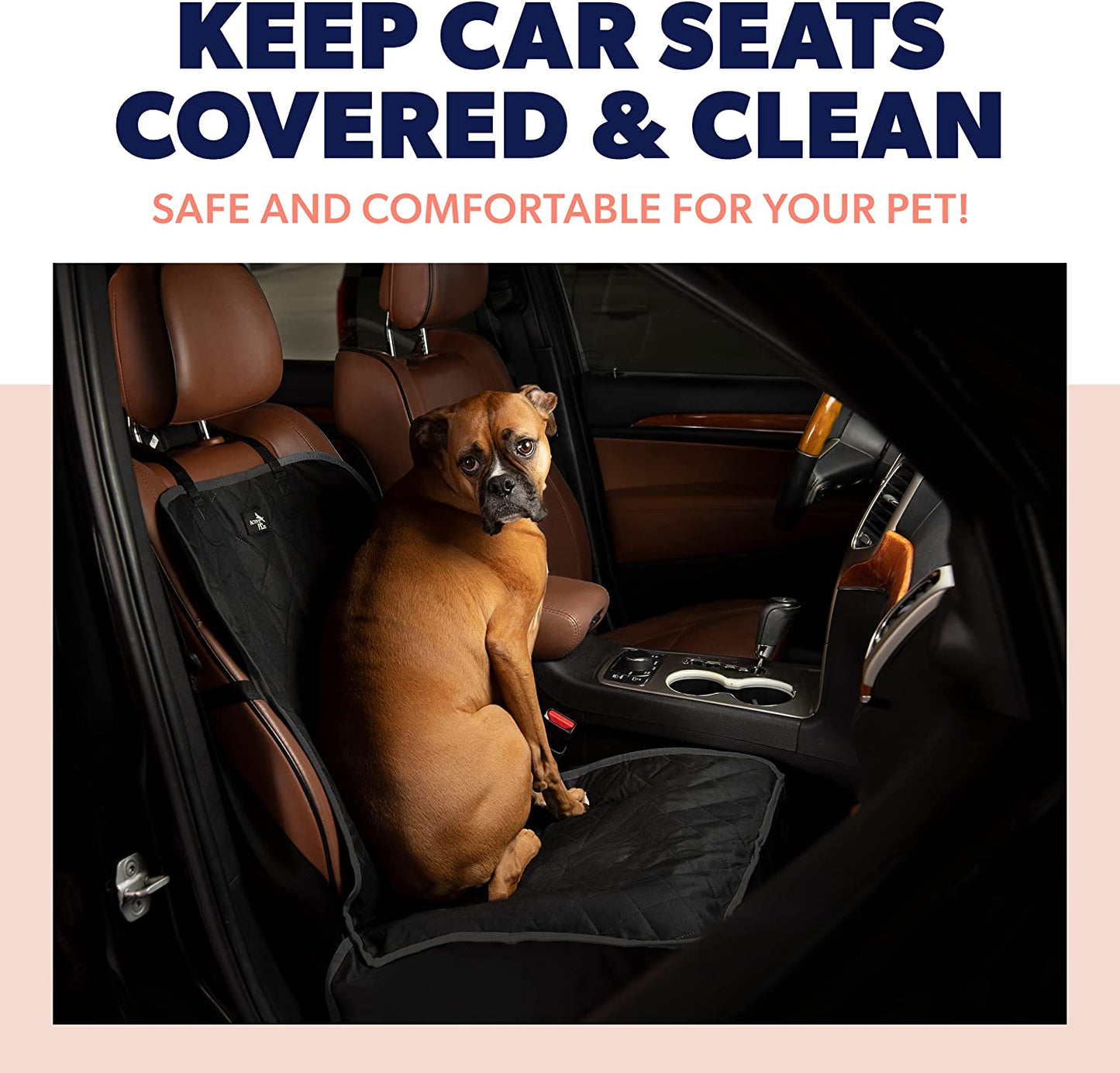 Front Dog Car Seat Cover for SUV, Trucks, Sedans. Waterproof Car Seat Covers for Dogs Front Seats Only. Car Seat Protector for Dogs- Black