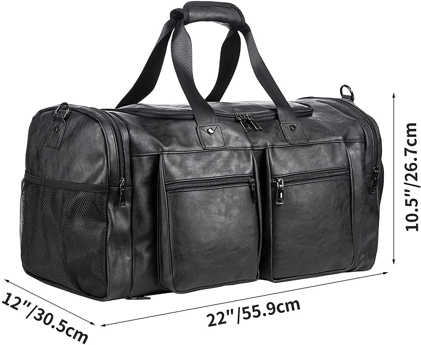 Travel Bag with Shoe Pouch,Weekender Overnight Bag Waterproof Leather Large Carry on Bag Travel Tote Duffel Bag