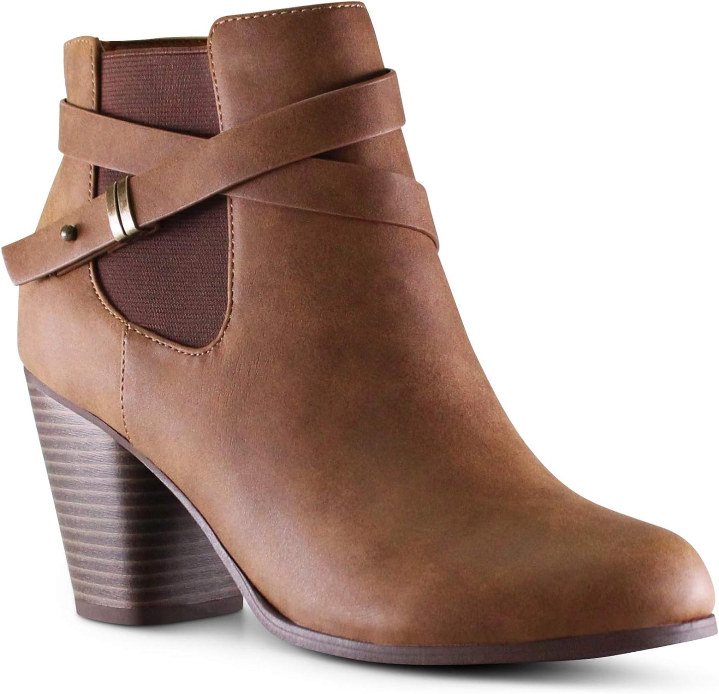 Montreal Women'S Almond Toe High Chunky Block Stacked Heels Ankle Booties Boots