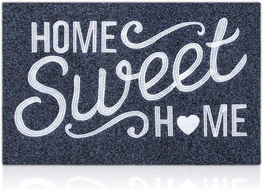 Front Door Mat Non Slip Welcome Mats Outdoor Home Sweet Home Doormat with Rubber Backing Easy to Clean Indoor Mats for Entrance High Traffic Areas Entry Grey