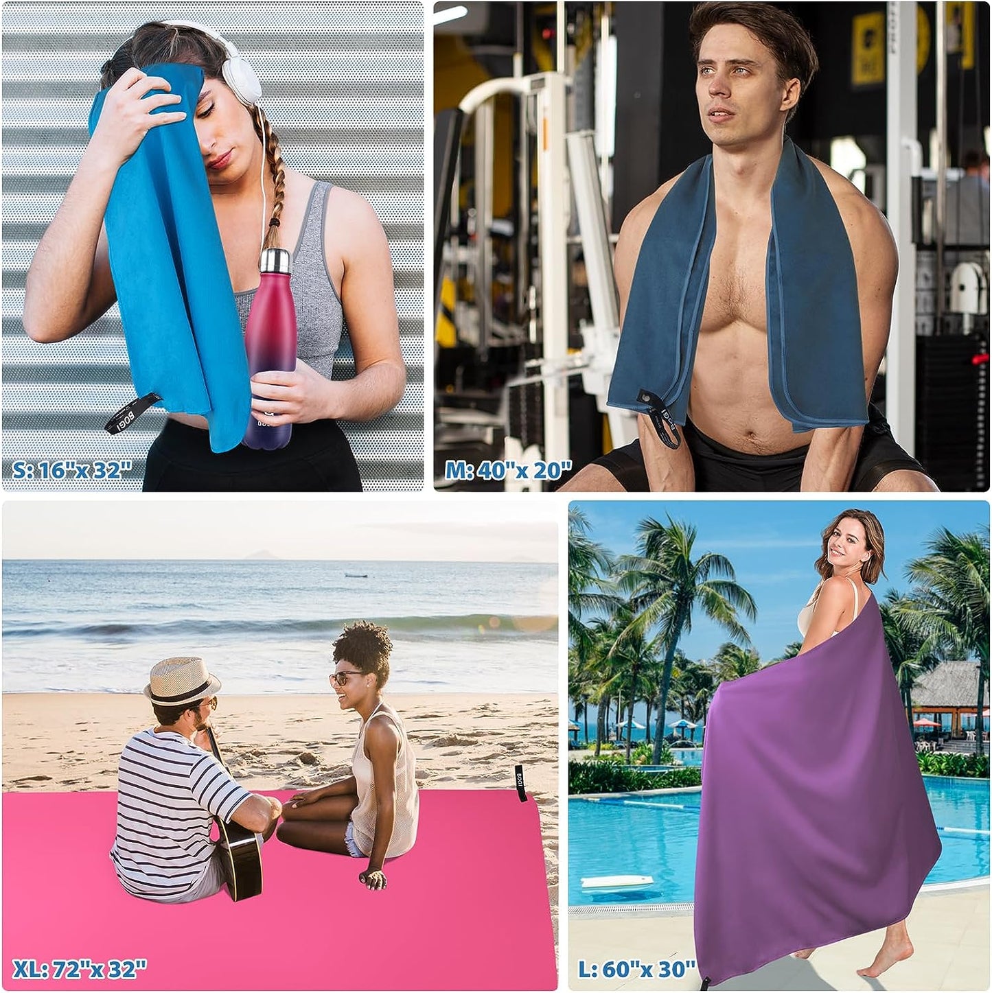Microfiber Travel Sports Towel-Quick Dry, Soft Lightweight, Absorbent, Compact Towel for Camping Gym Beach Bath Yoga Swimming Backpacking (M:40''X20''-Purple)