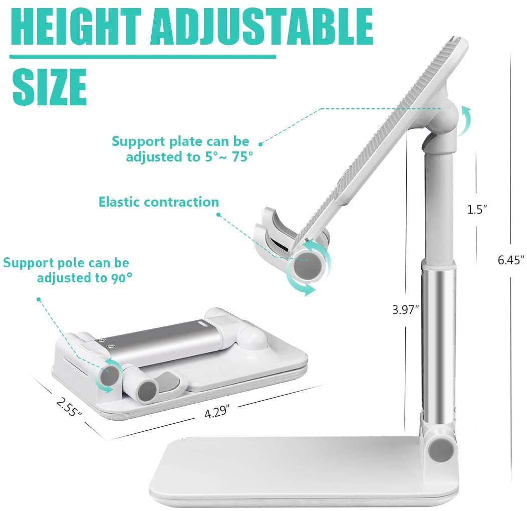 Cell Phone Stand for Desk,Angle Height Adjustable Phone Holder for Office,Compatible with Iphone15 14 13 12 11 Pro XS Max XR 8 7 6S Plus,Samsung S20+Note10,Tablets,Charging Accessories