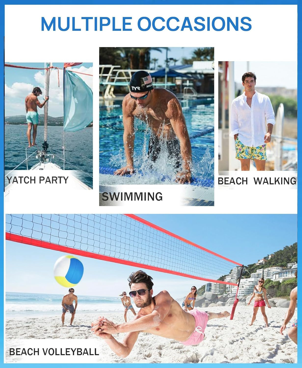Swim Trunks Palm Beach Shorts Board Shorts Mens Swimwear #HWP023 Grey S
