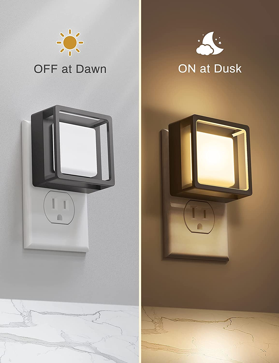 LED Night Light,  Night Lights Plug into Wall [2 Pack] with Dusk-To-Dawn Sensor, Dimmable Nightlights, Adjustable Brightness for Bathroom, Hallway, Bedroom,Kids Room,Stairway,Soft White 3000K