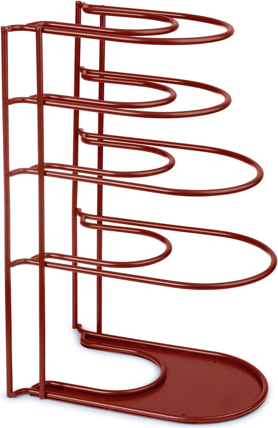 Heavy Duty Pots and Pans Organizer - Extra Large 5 Tier Pan Rack for Cast Iron Skillets, Griddles - Durable Construction - Space Saving Kitchen Storage - No Assembly Required - Red 15.4"-Inch
