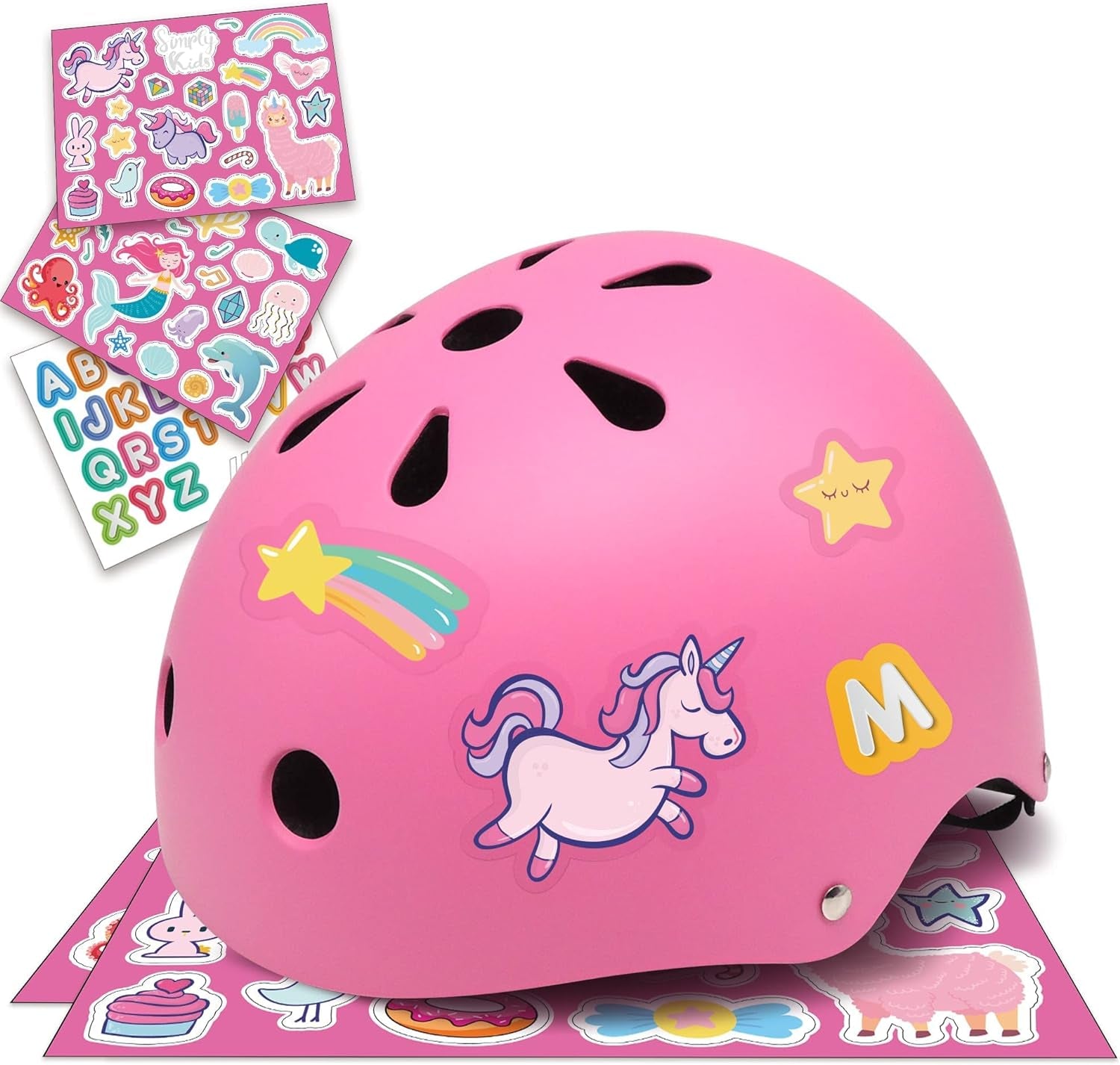 Bike Helmet with DIY Stickers, CPSC & CE Certified - Toddler Helmet for Skateboard Roller-Skating Bicycle Scooter