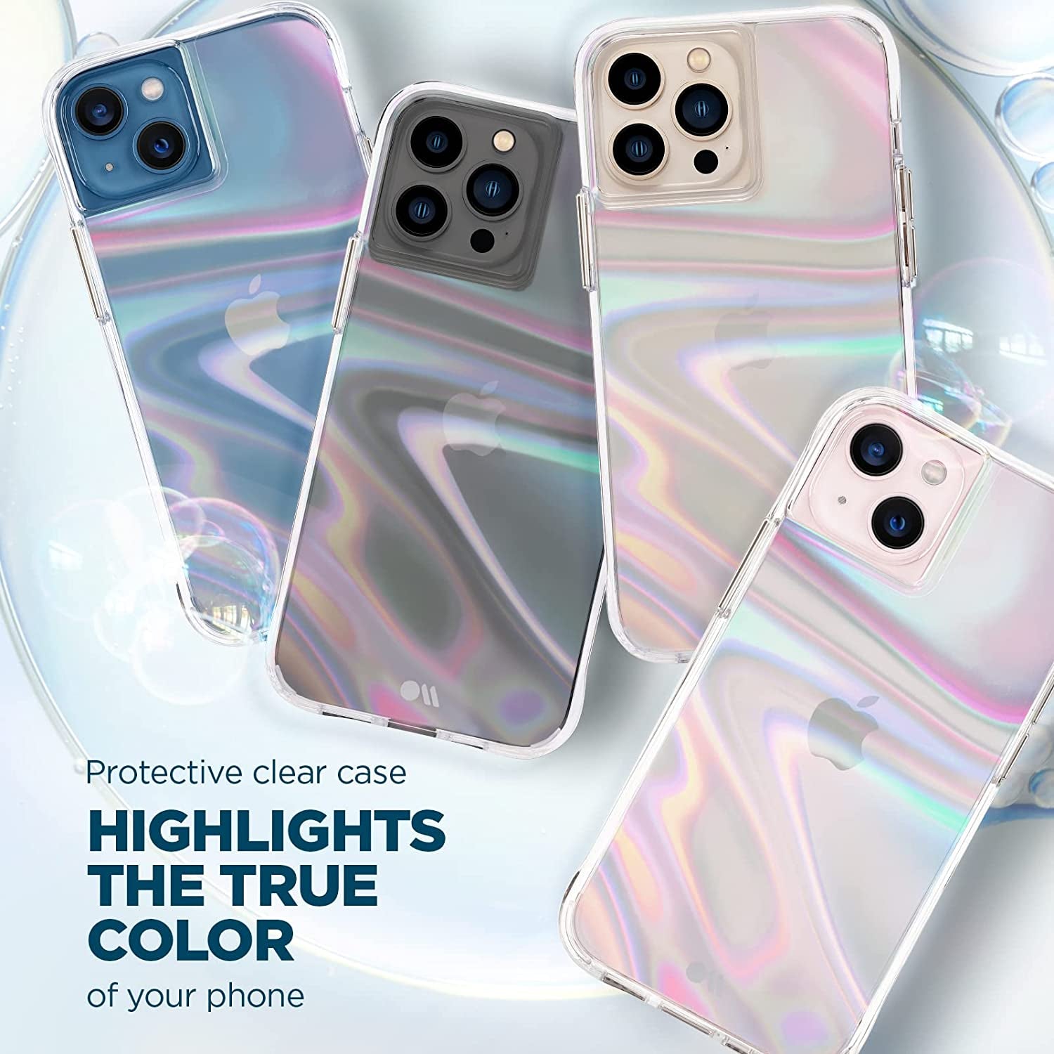 Iphone 13 Pro Case - Soap Bubble [10FT Drop Protection] [Wireless Charging Compatible] Luxury Cover with Iridescent Swirl Effect for Iphone 13 Pro 6.1", Anti-Scratch, Shockproof Materials