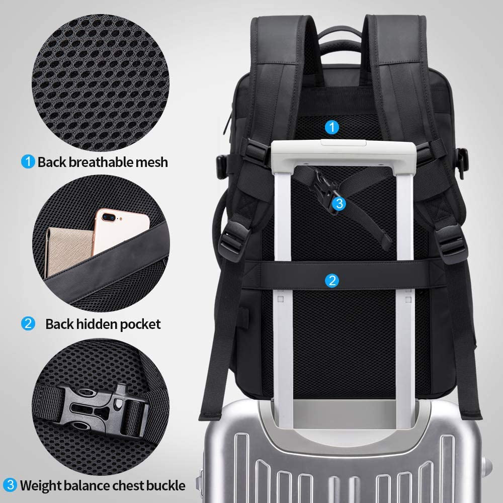 35L Travel Backpack,Flight Approved Carry on Backpack for International Bag, Water Resistant Durable 17-Inch Laptop Large Daypack Business Weekender Luggage Backpack for Men