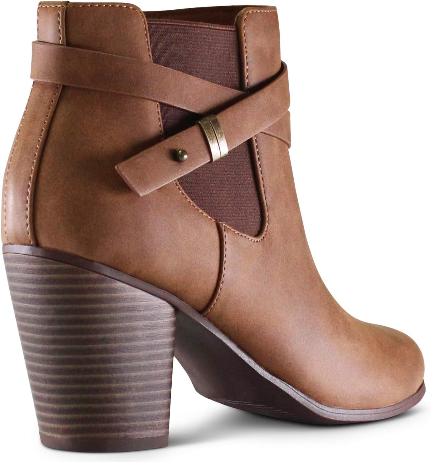 Montreal Women'S Almond Toe High Chunky Block Stacked Heels Ankle Booties Boots