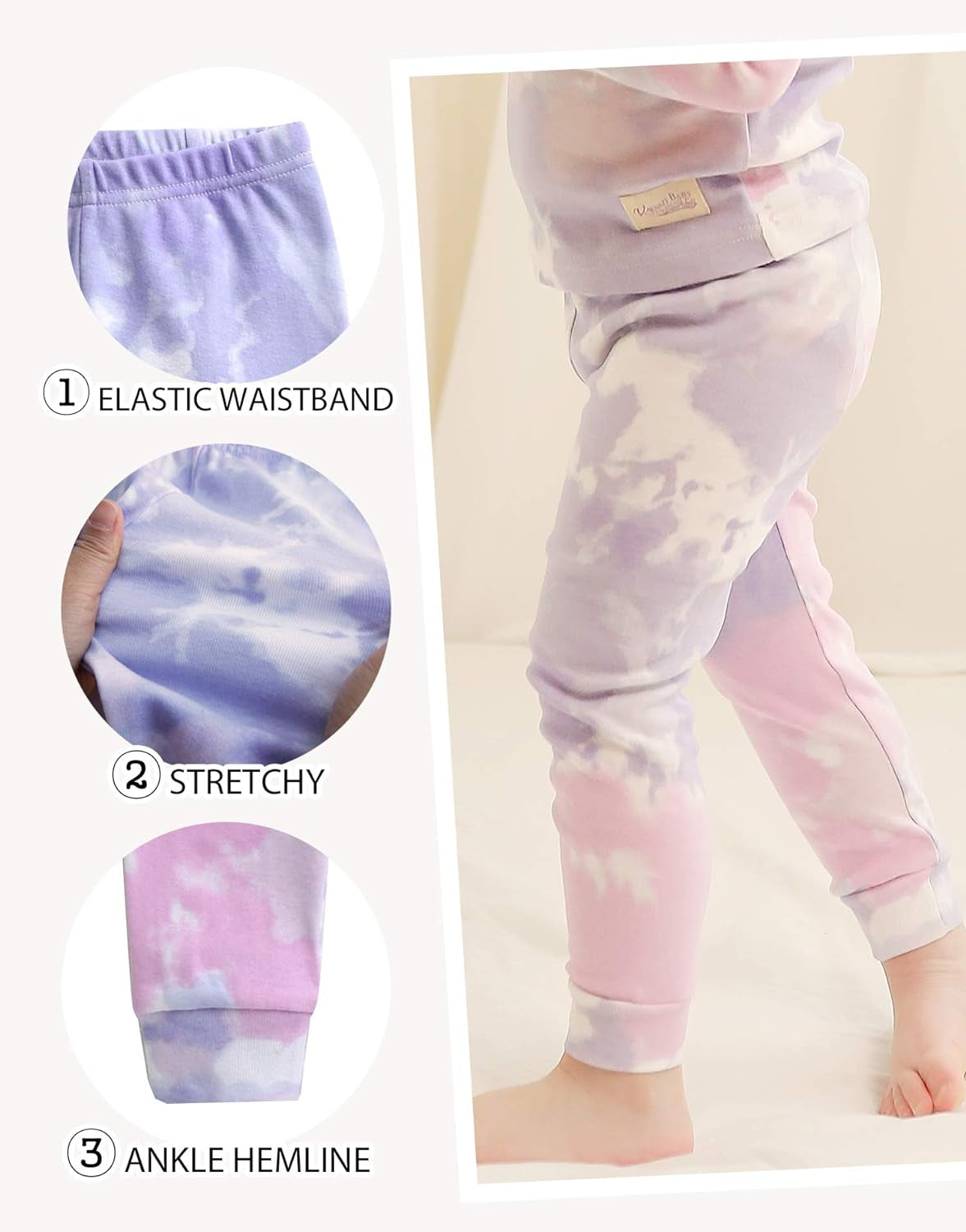 12M-12Y Toddler Kids Boys Girls 100% Cotton Marbling Tiedye Sung Fit Sleepwear Pajamas 2Pcs Pjs Set