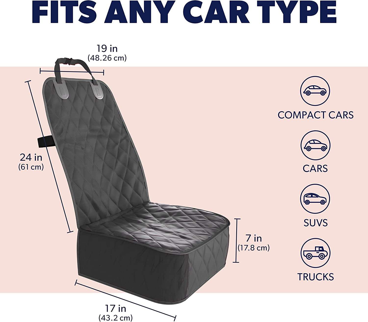 Front Dog Car Seat Cover for SUV, Trucks, Sedans. Waterproof Car Seat Covers for Dogs Front Seats Only. Car Seat Protector for Dogs- Black