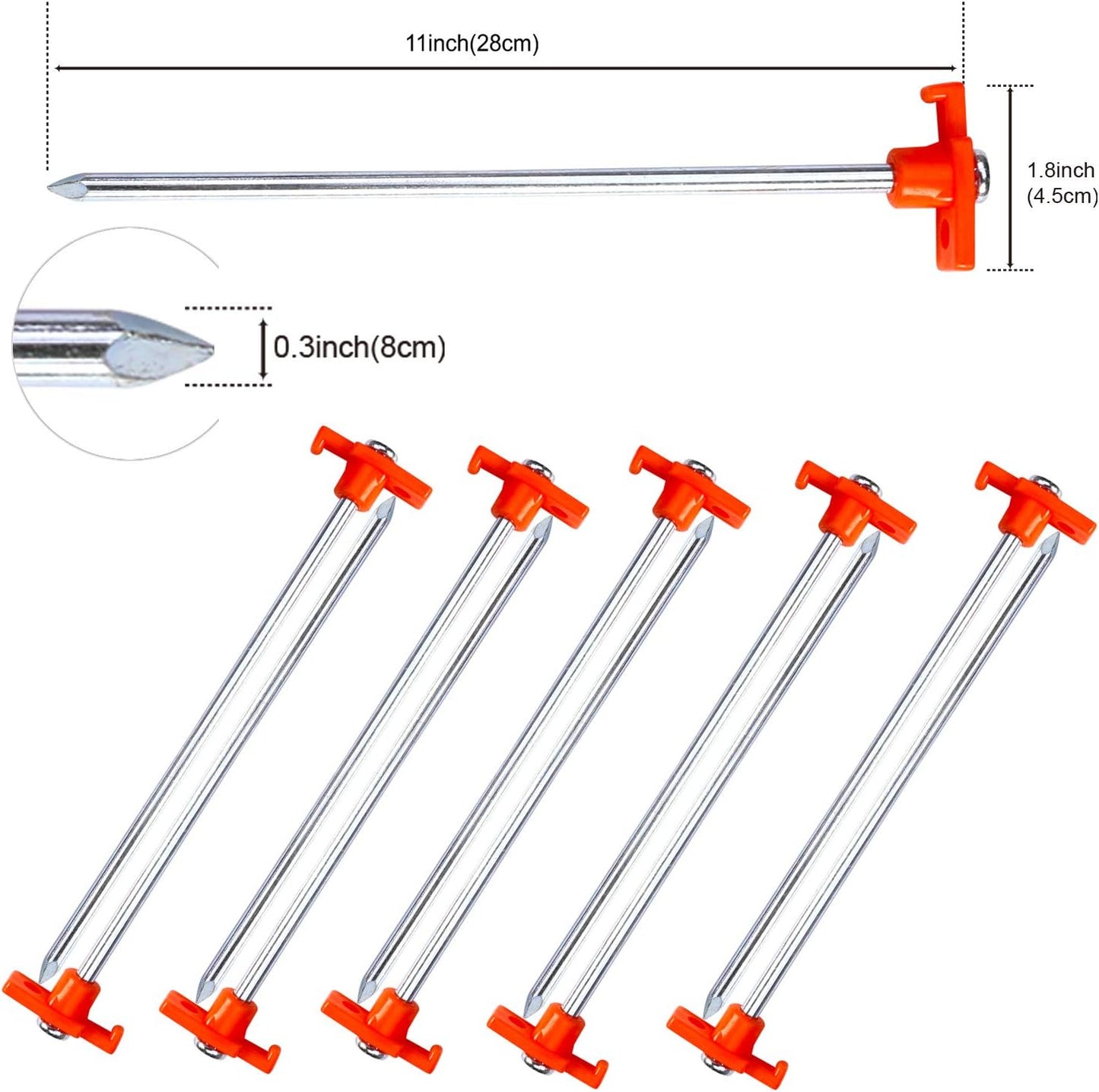 Tent Stakes Camping Tent Stakes, 10Pc-Pack (Orange)