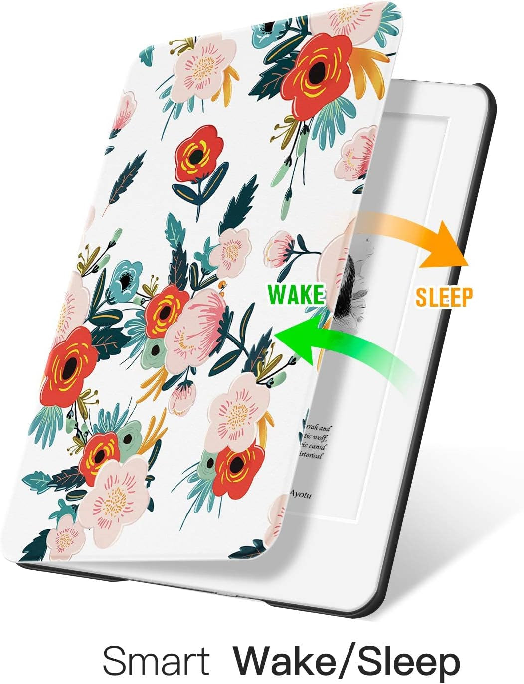 Slim Case for Kindle (10Th Gen, 2019 Released) - PU Leather Cover with Auto Wake/Sleep-Fits Amazon Kindle 2019 (Will Not Fit Kindle Paperwhite or Kindle Oasis or Kindle 2022), Flowers