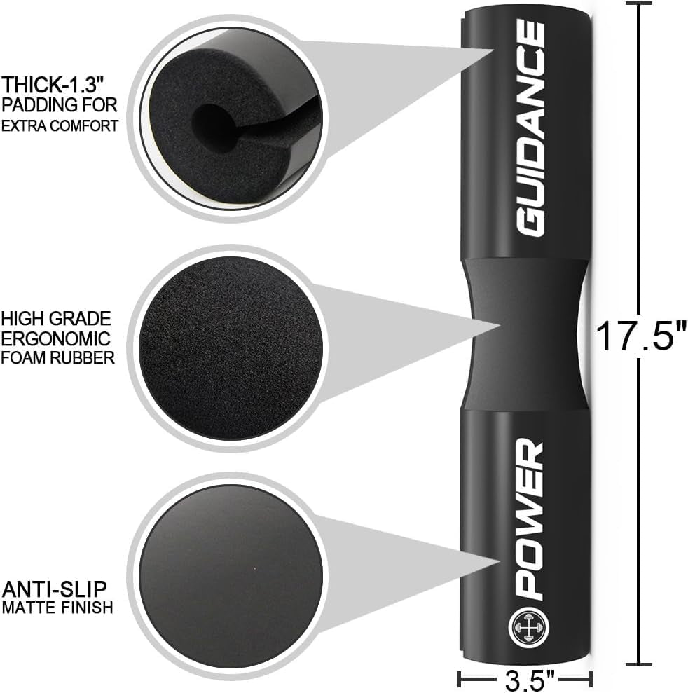 Barbell Squat Pad - Neck & Shoulder Protective Pad - Great for Squats, Lunges, Hip Thrusts, Weight Lifting & More - Fit Standard and Olympic Bars Perfectly-Black