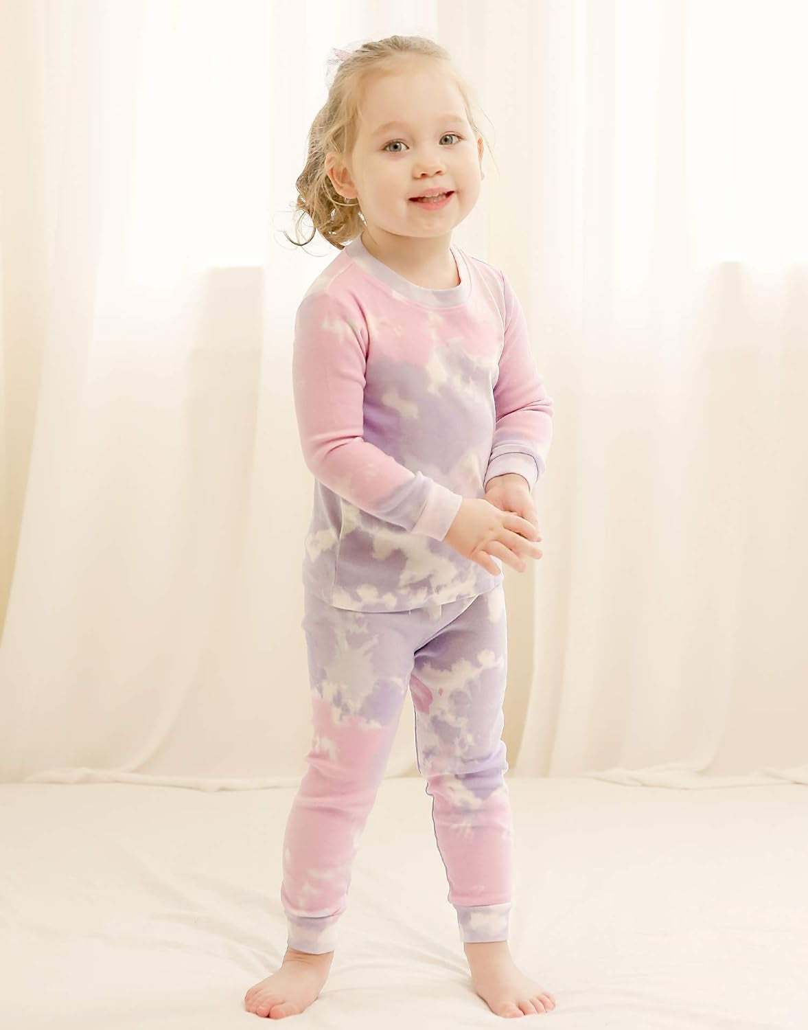 12M-12Y Toddler Kids Boys Girls 100% Cotton Marbling Tiedye Sung Fit Sleepwear Pajamas 2Pcs Pjs Set