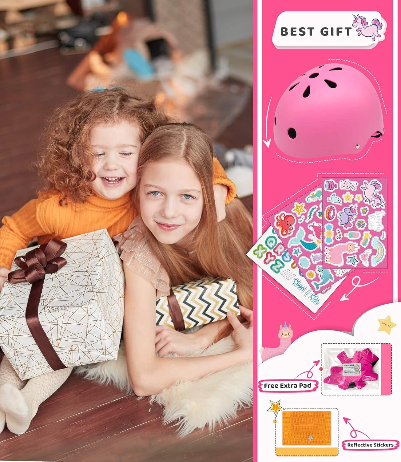Bike Helmet with DIY Stickers, CPSC & CE Certified - Toddler Helmet for Skateboard Roller-Skating Bicycle Scooter