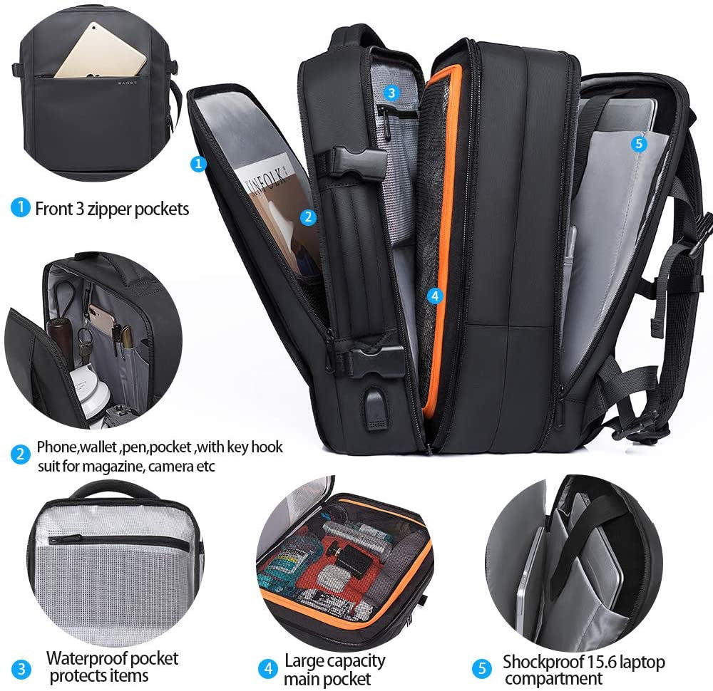 35L Travel Backpack,Flight Approved Carry on Backpack for International Bag, Water Resistant Durable 17-Inch Laptop Large Daypack Business Weekender Luggage Backpack for Men