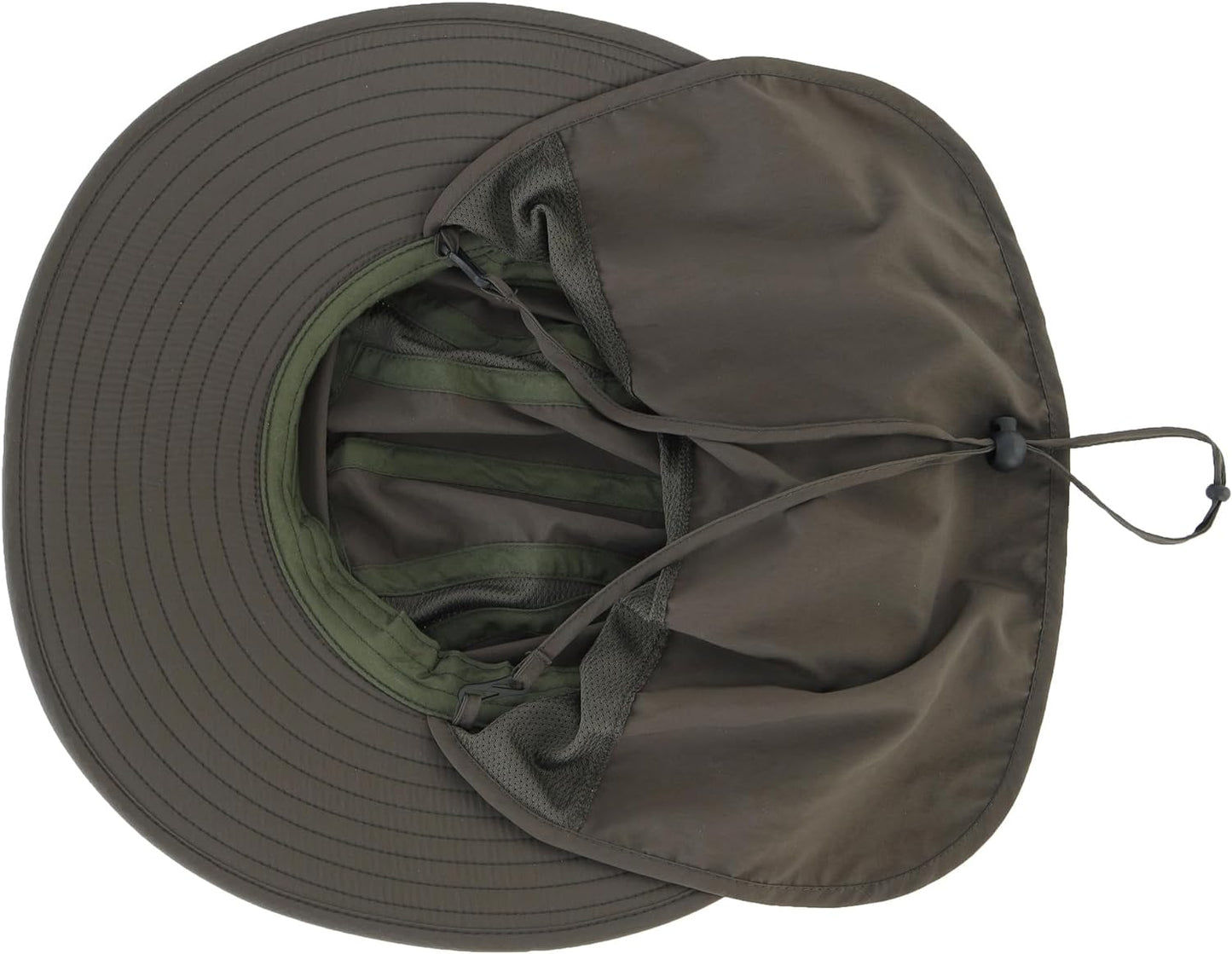 Mens UPF 50+ Sun Protection Cap Wide Brim Fishing Hat with Neck Flap