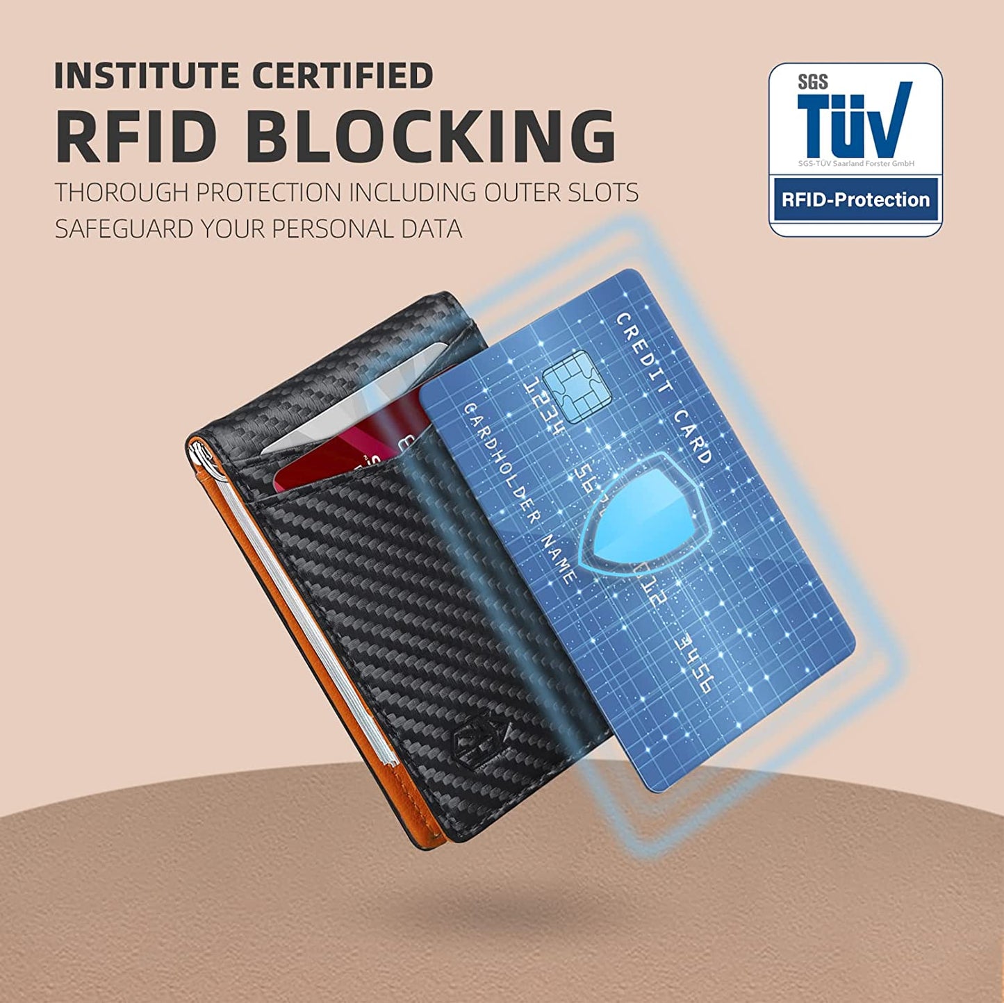 Wallet for Men-6 Slots ID Window-Mens Wallets-Slim Wallet Classic Spring Money Clip RFID Blocking-Gift for Men