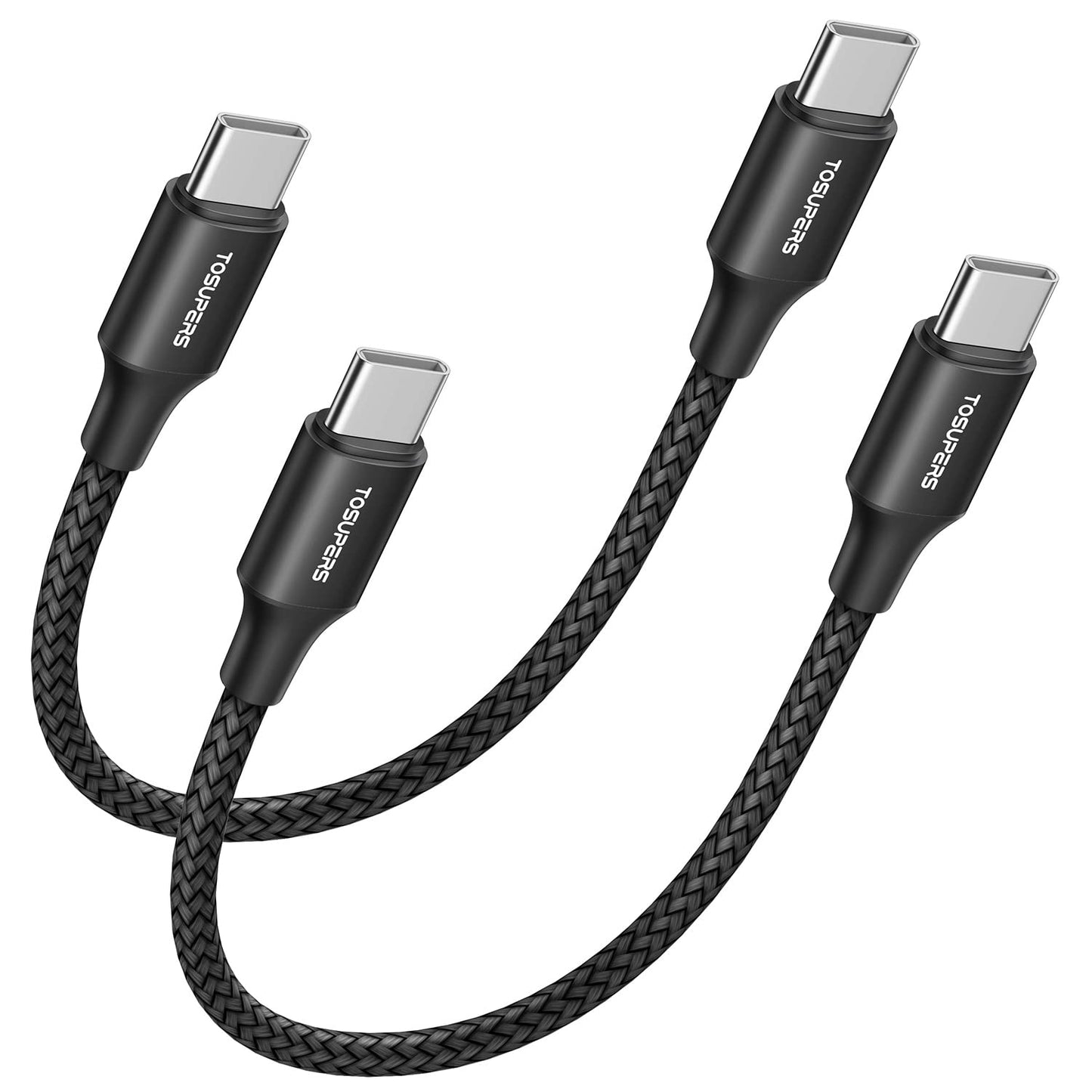 Short USB C to USB C Cable [1Ft, 2-Pack], 60W Fast Charging Type C to Type C Cable Braided for Samsung Galaxy S23 S22 S21 S20 FE Note 20 Ultra A72 A73, Z Fold 4 3 Flip 4 3 5G, Pixel 7 6 Pro 6A 5 4 3
