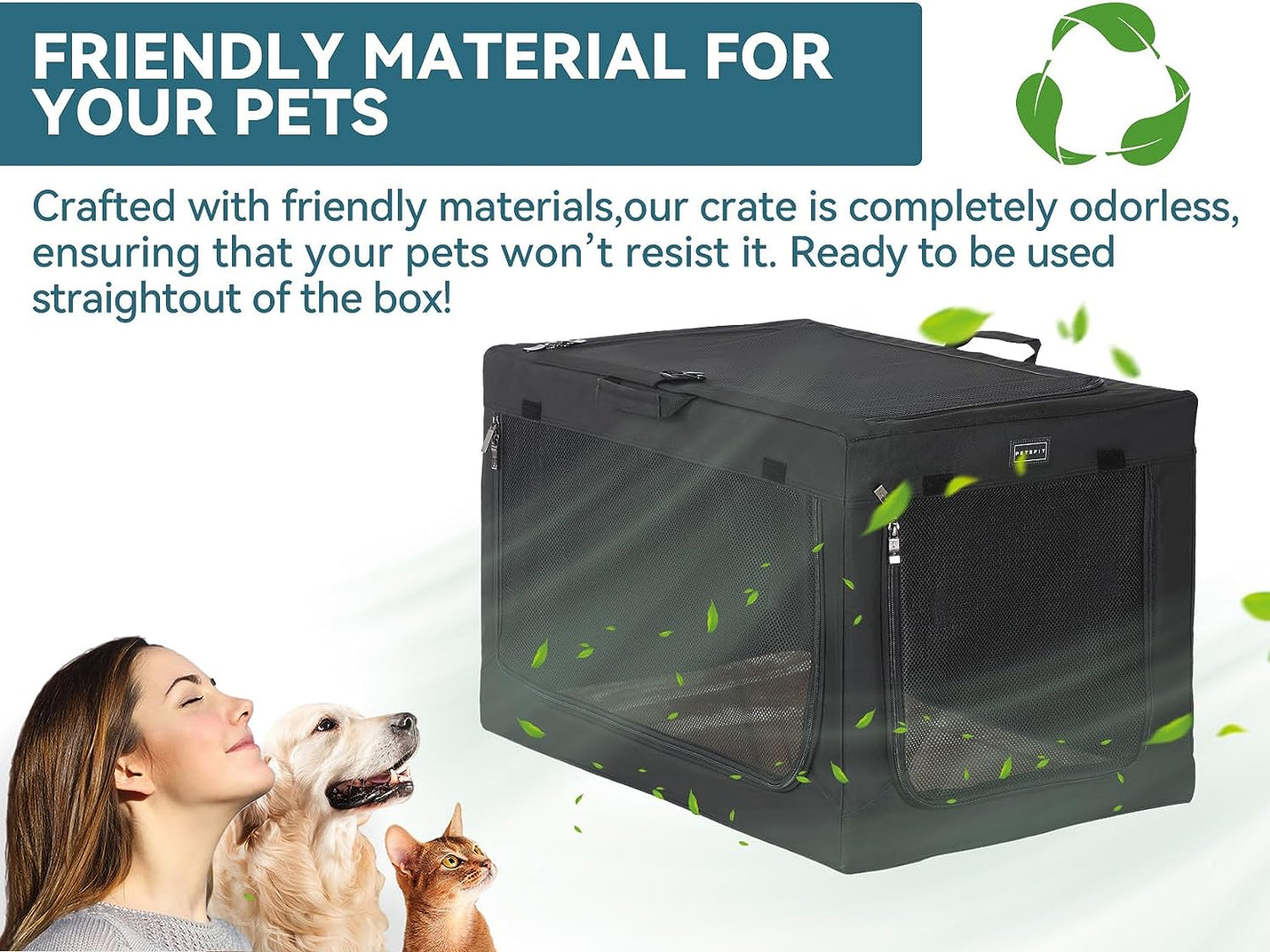 26 Inch Soft Dog Crate, Adjustable Design Soft Kennel with Chew Proof Mesh Windows & Thicken Mat, Ideal for Indoor & Outdoor Travel Black