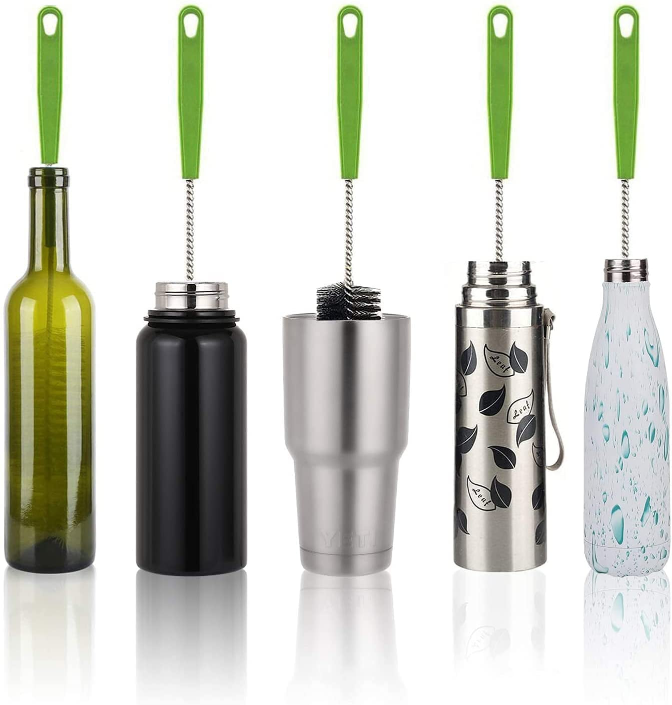 Bottle Brush Bendable Long Handle Cleaner Scrubbing Brushes for Cleaning Narrow Neck Beer Bottles Wine Decanter Narrow Cup Pipes Sinks Water Bottles Tumblers Flask Bird Feeder Vase and More